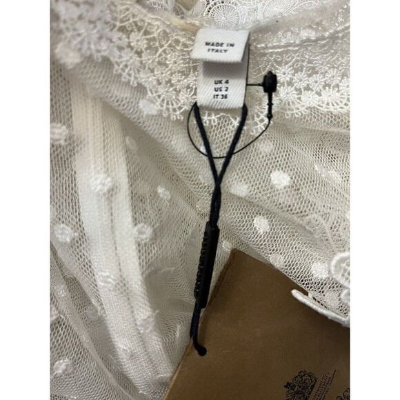 Burberry 2 Sheer White Lace Tulle Dress Polka Dot Scalloped Embroidered NWT - Picture 7 of 8